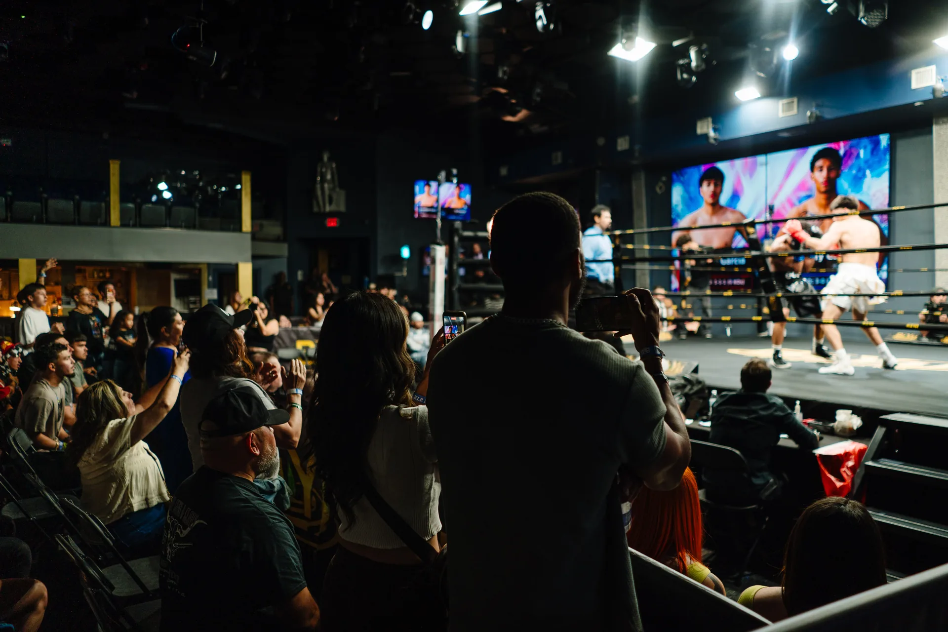 BIYU Arena fight night floor, ring, and LED screen
