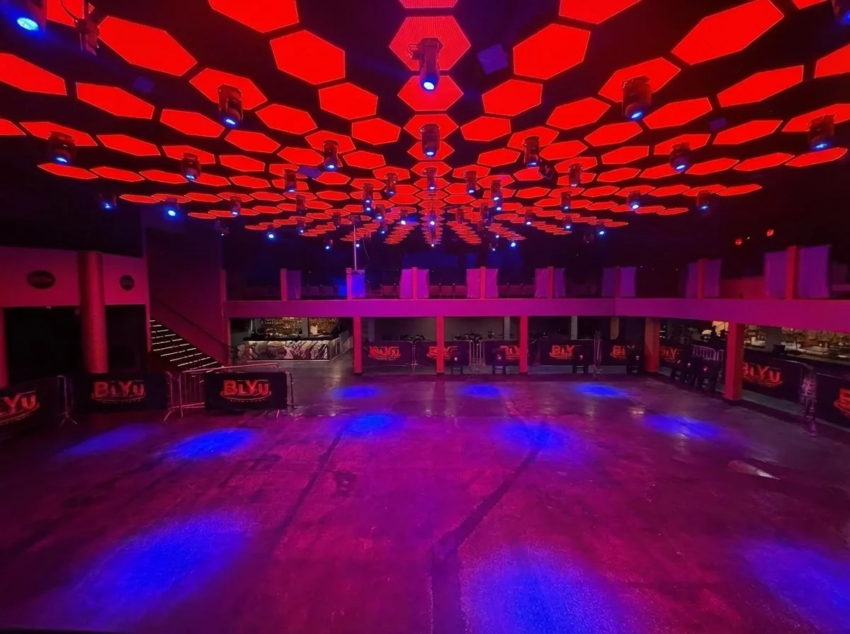 Open floor and LED ceiling at BIYU Arena